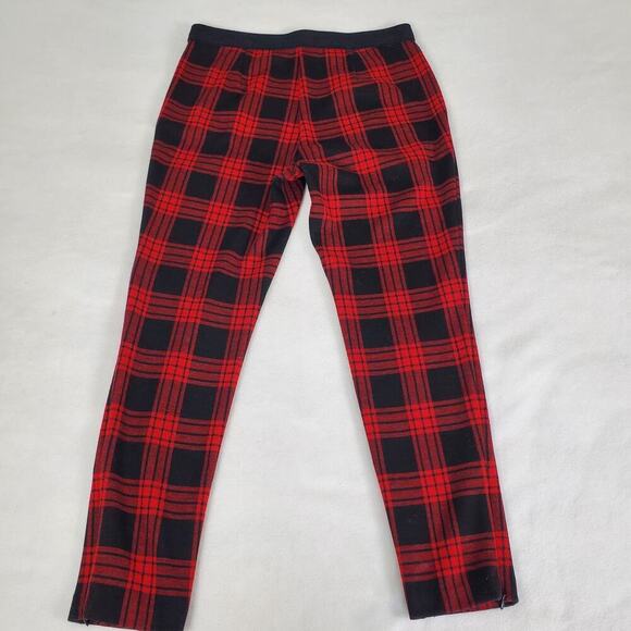 Talbots Buffalo Plaid Ankle Pull On Stretch Pants Petite 6P Red Black Leggings - Picture 4 of 8